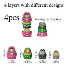 12 件套俄罗斯套娃，色彩缤纷的堆叠玩具，益智拼图，激发想象力，适合生日、万圣节、圣诞节礼物 - 彩色 - 查看 9