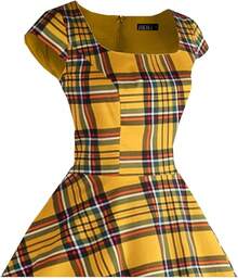 PUKAVT Cocktail Party Dress 1950 Retro Swing Dresshalloween - P-金格子 - 查看 10