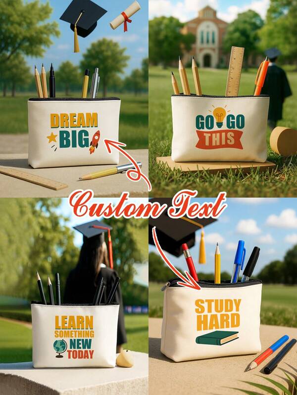 1pc Customized Back To School & Graduation Season Toiletry Bag, Personalized Unisex Makeup Bag, Groomsman & Bridesmaid Travel Toiletry Bag, Graduation Gift, Father's Day, Wedding, Birthday, Husband, Bathroom Cosmetic Bag, Dorm Room Storage, Multi-Functional Student Pouch