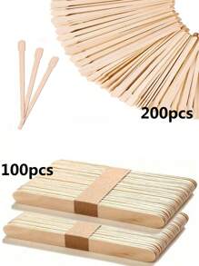 300/100/50 Peças Palitos de Cera Depiladora, Palitos de Cera, Palitos de Madeira para Raspagem de Cabelo ou Palitos de Madeira para Artesanato, Palitos de Madeira na Cor Damasco para Unhas, Raspadores para Depilação, Produtos e Acessórios Essenciais para Cabelo para Beleza e Viagem em Salões de Beleza