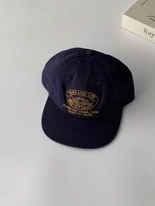 1 件软冠平檐帽，字母刺绣，复古百搭棒球帽，小脸遮阳帽，街头滑板帽，撞色嘻哈帽