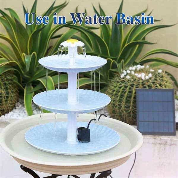3.5W 3-Tier Solar Bird Bath Fountain, With Removable Solar Panel And Water Pump, DIY Outdoor Garden Decor, Solar Bird Bath Fountain, 3-Layer Design