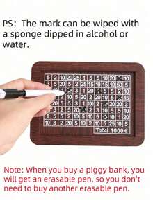 1pc 1000/3000/5000/10000 Euro Reusable Wooden Piggy Bank, Coin Bank For Goal Planning, Home Decor, Desktop Accessory, Halloween & Christmas Gift, Ideal Gift For Friends, Mother, Father, Lover (Random Color & Style) - Multicolor - View 4