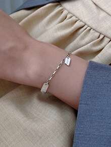 1 件优雅女士 925 纯银幸运方盘手链，INS 设计师风格简约百搭配饰，派对礼物