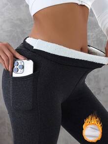 Women'S Warm And Comfortable Leggings With Pockets, Highly Elastic And Snug For Autumn And Winter, Suitable For Home Wear And Outdoor Sports - Multicolor - View 1