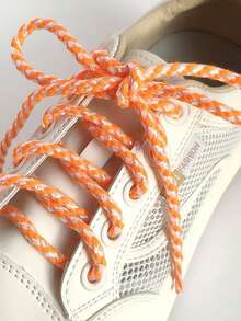 2 件金属编织鞋带，涤纶编织圆形鞋带，彩色双色黑白红黄蓝