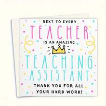 1PC Teacher Thank You Card With Envelope, Cartoon Illustration, Teaching Assistant Thank You Gift, School College Assistant Card, End Of Year Educators Gift