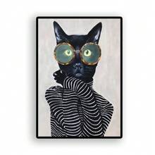 1/3 piezas Póster de pintura en lienzo con ilustración de animales de moda como gato, perro, conejo, elefante, arte de pared divertido y lindo para decoración del hogar en la sala de estar