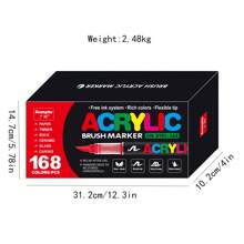 Set de 168 colores, 1 conjunto de 120 colores de rotuladores de marcador acrílico líquido con punta suave, suministros de arte para estudiantes, marcadores para dibujar en zapatos, camisetas, pintura corporal impermeable, grafiti, colorear, útiles escolares, regreso a clases