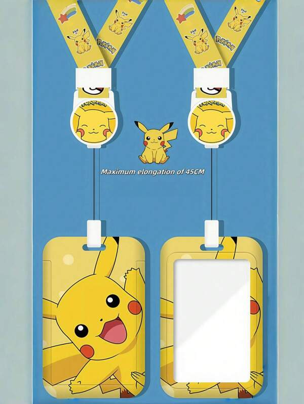 pokemon 1 Set, Cordón Pikachu + Soporte para fotografía del campus [ized], Tarjeta de papelería para estudiantes, Tarjeta para autobús de cuerda, Llavero de caja de almacenamiento, Cubierta protectora de dibujos animados para estudiante, Set de tarjeta de trabajo de control de acceso al autobús y al metro, Pasa, Colgante de cordón transparente largo para pareja