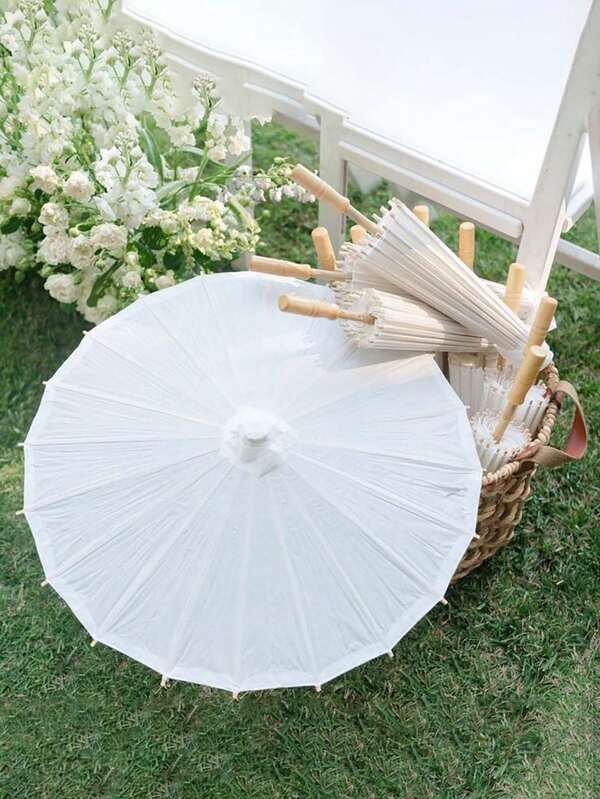 1 Pc Blank White Oil-Paper Umbrella For DIY Hand Painting