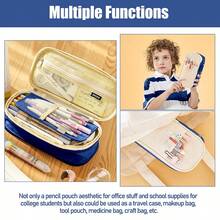 大容量铅笔盒 3D 方形文具袋 学生马卡龙色双窗口铅笔袋 防污 返校礼物