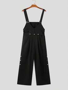 INCERUN Fashion Men Sleeveless Strappy Bib Dungarees Rompers Casual Wide Leg Jumpsuits Summer Long Cargo Overalls - màu đen - Xem 2