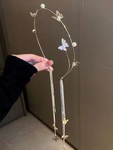 1pc Rhinestone Butterfly & Faux Pearl Tassel Headband, Elegant Hairpiece For Photo Shoots & Everyday Wear, Hairband Headband For Women, Hair Accessories, Hair Hoop Head Accessories - Other - View 12