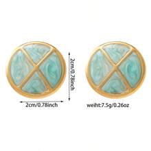 1 Pair Fashionable Circular Oil Drop Hoop Earrings, Exquisite & Versatile
