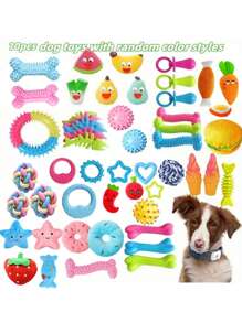 10pcs Random Color & Style Durable Chew Toys - Spring/Summer Outdoor Breathable Interactive Training Chew Toys, Various Shapes & Textures, Plastic Material, Diverse Colors & Styles, Suitable For Small & Medium Dogs. Large Dogs Have Strong Biting Force And May Easily Damage Toys.