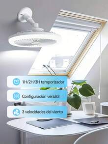 Ventilador de techo LED de 10 pulgadas con control remoto, 5 aspas, oscilación de 360°, 3 temperaturas de color, 3 velocidades de viento, temporizador, sin batería, cableado, para dormitorio, sala de estar, estudio - Blanco - Ver 7