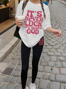 两件套少女图案印花套装，信仰主题励志夏季服装 - 彩色 - 查看 9