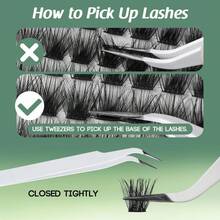 YOULUCK Enchantress Lashes Clusters Lash Extension Waterproof Long-Lasting Fluffy And Weightless Look Individual Eyelash Extensions With Ultra-Thin Band & Sea L& Remover Makeup Girls Beginner Friendly - 黏合密封劑,去除劑和鑷子(黑膠) - 查看 8
