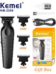 Kemei KM-2299 男士专业无绳理发器，胡须剃须刀，复古理发器，USB 充电式理发器，男士理发机，美容套装 - 彩色 - 查看 3
