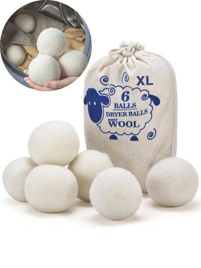 6/3/1pc Laundry Wool Dryer Balls - Natural Fabric Softener, Reusable, Reduces Clothing Wrinkles And Saves Drying Time, Better Alternative To Plastic Balls And Liquid Softener