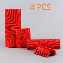 4 PCS Set Of Wood Grain Brush Tool Rubber Roller, DIY Art Wallpaper And Paint Polishing, Wood Grain Texture, Suitable For Home Decoration And Art Embossing, Non-Electric Handheld Brush Tools, ArtPro Synthetic Wood Grain.