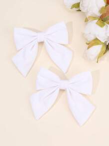 2 Stücke einfarbige Haarbögen für Frauen und Mädchen, weiße Stoffbögen mit Alligatorklammern, elegante Haarbögen, einfache Bogenspangen, Frauenhaaraccessoires, flache Krallen-Clips, Haarspangen, Haarklammern