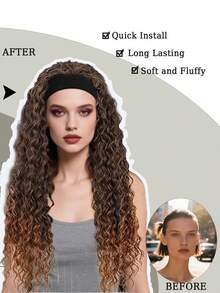 26 "Curly Hair Band Female Wig Wavy Black Wig With Headband Synthetic Woven Chemical Fiber Long Curly Hair Wig For Everyday Use And Halloween Cosplay Christmas Fashion Girls - Nhiều màu - Xem 6