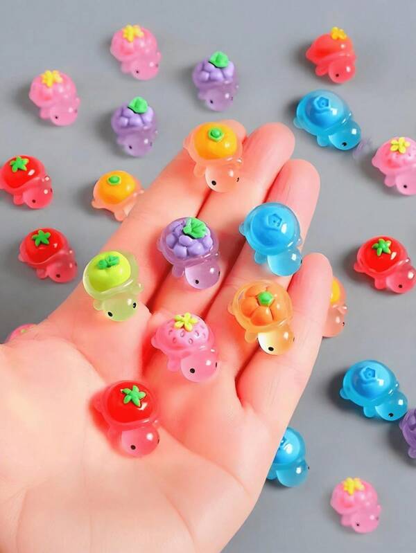 30/20/10/1pc Mini Night Glow Turtles, Tiny Fruit Shape Turtles, Mini Resin Animals Figures, Tiny Sea Turtle, Marine Animals Miniature Turtles, Miniature Things Figurines To Hide For DIY Garden Decoration,Micro Landscapin, Tiny Aquarium Decor, Ocean Wind Party Ornaments