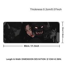 1件创意大号游戏电竞电脑超大加长加厚恶魔与动漫少女鼠标垫桌面垫桌垫防滑鼠标垫可水洗橡胶材质鼠标垫带精准锁边礼物