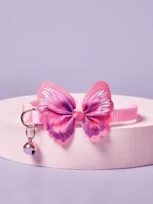 PETSIN 1 Pieza Collar De Mascota Rosa Con Mariposa, Collar De Cuello Universal Ajustable Para Gato Y Perro Con Campana Para Mascotas Pequeñas - Rosa - Ver 1