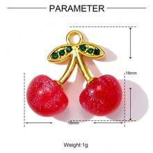 A Set Of Stainless Steel Strawberry, Cherry, Heart Themed Pretty Pink Series DIY Jewelry Accessories For Necklace, Bracelet, Earrings, Pendant Crafting