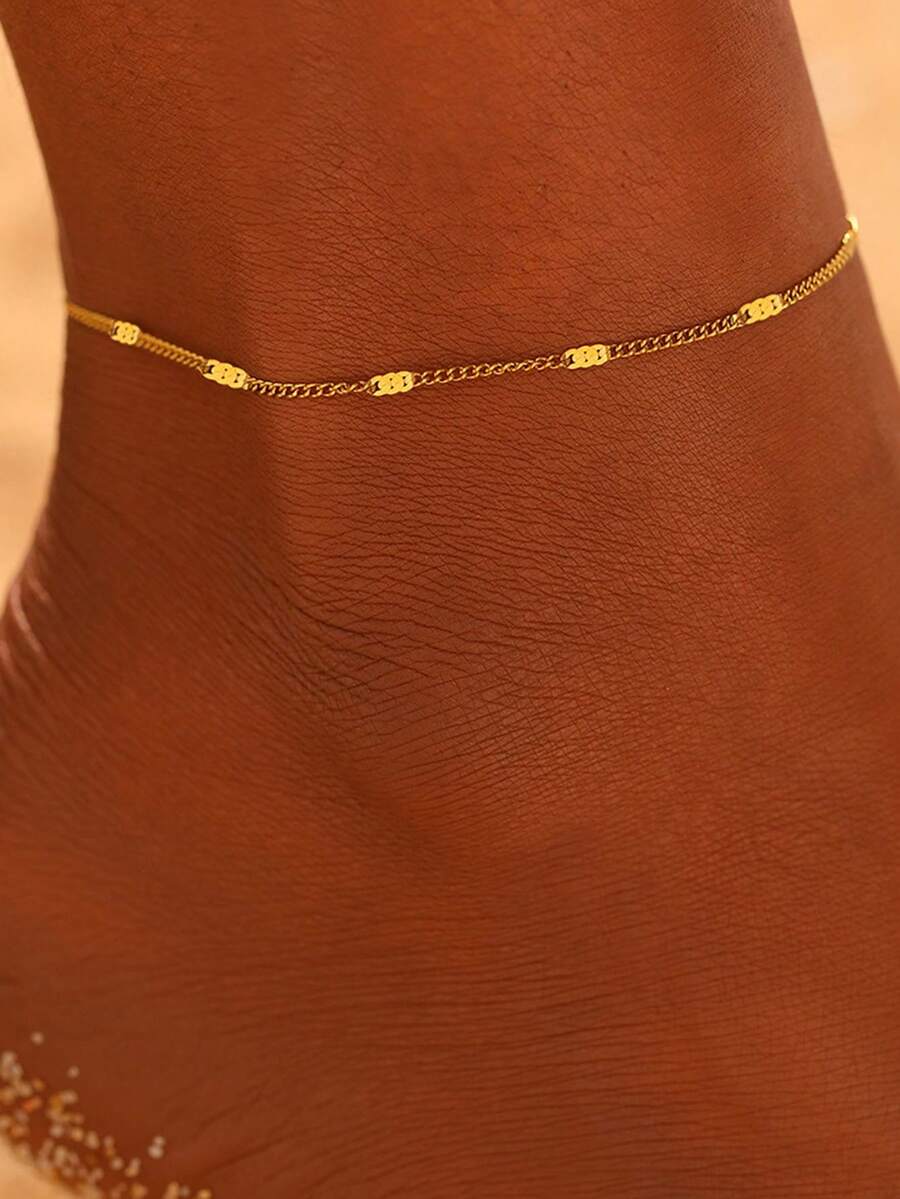 不锈钢脚链新款轻奢质感亮片链精致脚链女饰品派对礼物不锈钢项链手工蛇形圆筒链男女饰品