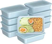 20-Piece Lightweight, Durable, Reusable -Free 1-Compartment Containers - Microwave, Freezer, Dishwasher Safe - Sky - Camel - View 1