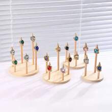 Soporte giratorio de madera para exhibir anillos, organizador de sobremesa, fácil de ensamblar para mujer, organizador de almacenamiento, artículos esenciales de viaje, almacenamiento para dormitorio