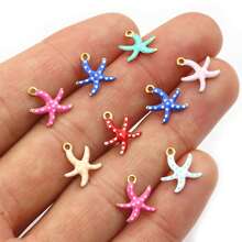 10pcs 10.5x10mm Stainless Steel Small Dots Starfish Charms Pendant Enamel DIY Jewelry Making Accessories Findings Necklace Earrings