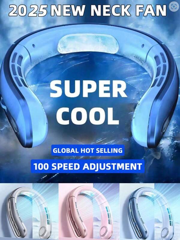 AIR New Portable Leafless Halter Neck Fan, Third Generation Slouchy USB Rechargeable Small Fan, Vortex Air Outlet, 100-Speed Adjustment