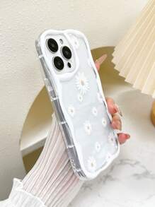 Flower Chrysanthemum Painted Cream Wavy Edge Bracelet Attached Phone Case Compatible With Iphone 14/14 Pro Max, IPhone 13/13 Pro Max, IPhone 12/12 Pro Max, IPhone 11/11 Pro/11 Pro Max, IPhone XS/XR/X/8/7, Galaxy S24/S25, A14/A15/A16/A26 Waterproof Shockproof Anti-Fall Scratch Resistant