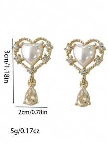 1 Paar Modische Damen Herz & Perlen Ohrstecker, elegante hochwertige sanfte vintage Tropfenohrringe, geeignet für Feierlichkeiten, Pendeln