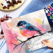 1 幅数字绘画 树枝上的可爱小鸟 手绘数字填色画 装饰艺术墙面装饰画 40x50 厘米/16x20 英寸 无画框