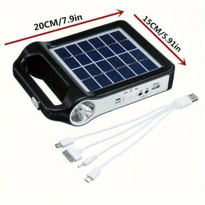 Portable Solar Panel Power Storage Generator Kit - Rechargeable USB Charger With Lamp Lighting For Home Solar Energy System