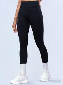 Yefecy Leggings For Women- High Waisted Tummy Control Butt Lifting Slim Waist Yoga Pants For Workout Athletic Running Cycling Yoga Pickleball Exercise Casual,Black Tights - Black - View 2