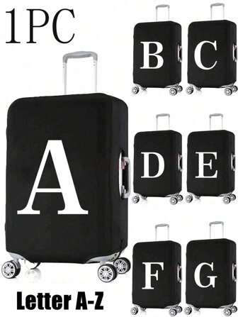 Letter A To Z Pink Floral Alphabet Luggage Cover, Strong Stretch Luggage Cover, Luggage Cover, Luggage Dust Cover, Storage Luggage Cover, Trolley Case, Luggage Cover For 18-32 Inch Luggage, Travel Organizer, Vacation Travel Essentials, Travel Accessories Summer Holiday Back To School Bag For School School Accessories School Stuff