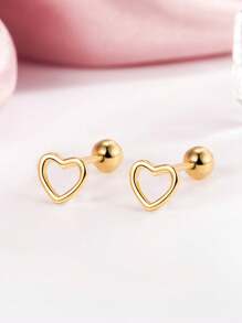 1 Pair Hollow Heart Ear Studs Twist Screw Ear Cuff