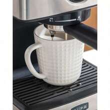 Tazas De Cafe De Ceramica De 15 Onzas Juego De Tazas Grandes En Relieve Con Asa Tazas De Cafe Unicas Para Cafe Con Leche Capuchino Cacao Te Caliente Moca Leche Regalo De Boda De Inauguracion - Blanco - View 6