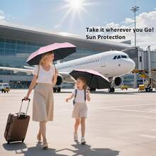 Compact UV Sun ProtectionTravel Umbrella With Case, Mini Umbrella For Purse,  Lightweight Windproof 8-Rib Pocket Umbrella For Women Kids And Men - Hồng - Xem 5