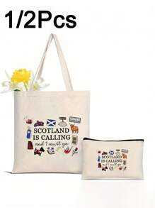 Conjunto de bolso de compras con estampado "Prefiero quedarme en Londres", bolso cosmético con cremallera informal, bolso de mano de mujer, bolsa de compras reutilizable, bolsa de compras plegable de gran capacidad y estilo bohemio sencillo, adecuado para trabajo, viaje, compras, mochila escolar, gran capacidad, portátil, adecuado para chicas, estudiantes universitarias, trabajadoras de cuello blanco, muy adecuado para trabajo, vuelta al cole, secundaria, bachillerato, universidad, vacaciones