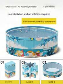 حمام سباحة دائري للعائلة بطراز استوائي - مصنوع من البولي فينيل كلورايد متين ، بدون حاجة للنفخ ، قابل للطي للتخزين السهل ، مثالي لحفلات الحديقة والأنشطة الداخلية ، بتصميم أشجار النخيل الزرقاء ، حمام سباحة للترفيه ، تأثيرات صيفية ، حمام سباحة متين من البولي فينيل كلورايد، طفايات حمام السباحة