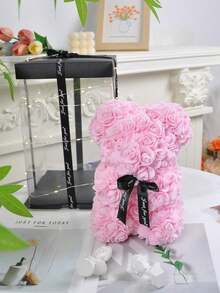1 chú gấu bông hoa hồng, món quà tuyệt vời nhất cho Ngày Valentine, Ngày của Mẹ, Kỷ niệm ngày cưới, Sinh nhật, Gấu bông thủ công, Gấu bông hoa khô dễ thương và lãng mạn (Không bao gồm hộp quà) - Màu Hồng baby - Xem 8