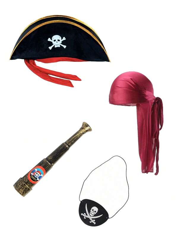 Pălărie de pirat, bandană de pirat, binoclu, plasture pentru ochi de pirat, set de accesorii pentru costum de pirat, potrivit pentru purtare zilnică, evenimente, petreceri, asortare personalizată, ținută sexy, cadou pentru Ziua Îndrăgostiților, Halloween, ziua de naștere, festivaluri, plajă de vară, iaht, vacanță